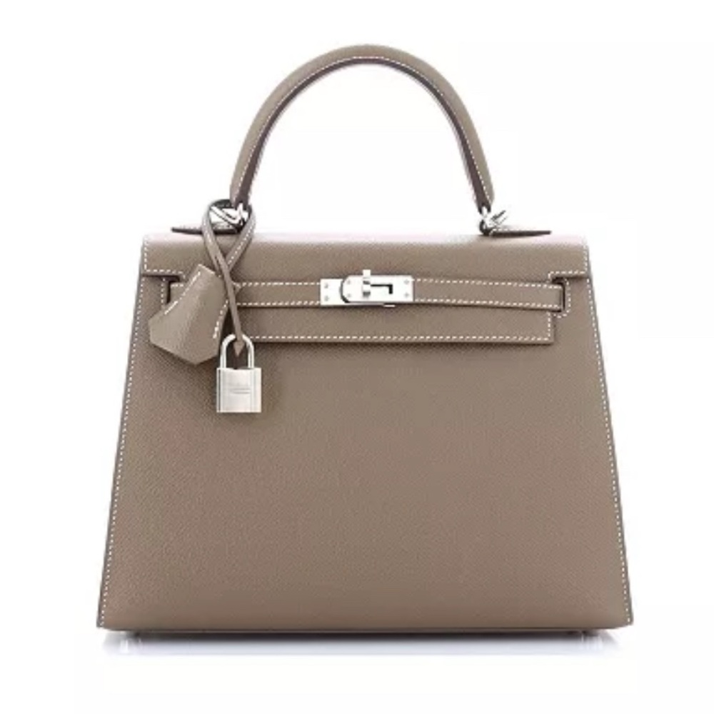 Hermès Kelly 25 Handbag Grey Epsom with Palladium Hardware GUC 100% Authentic - Picture 10 of 10
